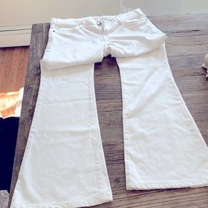 White denim wide leg flair from Anthropologie